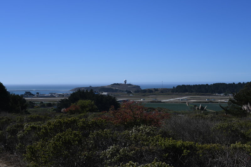 As you climb, you can look back and get views of the farm lands and Pillar Point Naval Station along the Pacific Ocean.