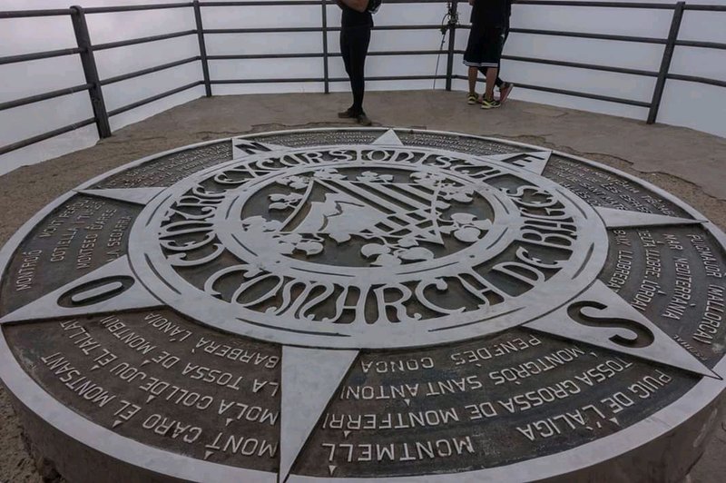 Compass rose at Sant Jeroni summit.