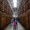 Taking a stroll down "Broadway" in the cell house of Alcatraz Prison.