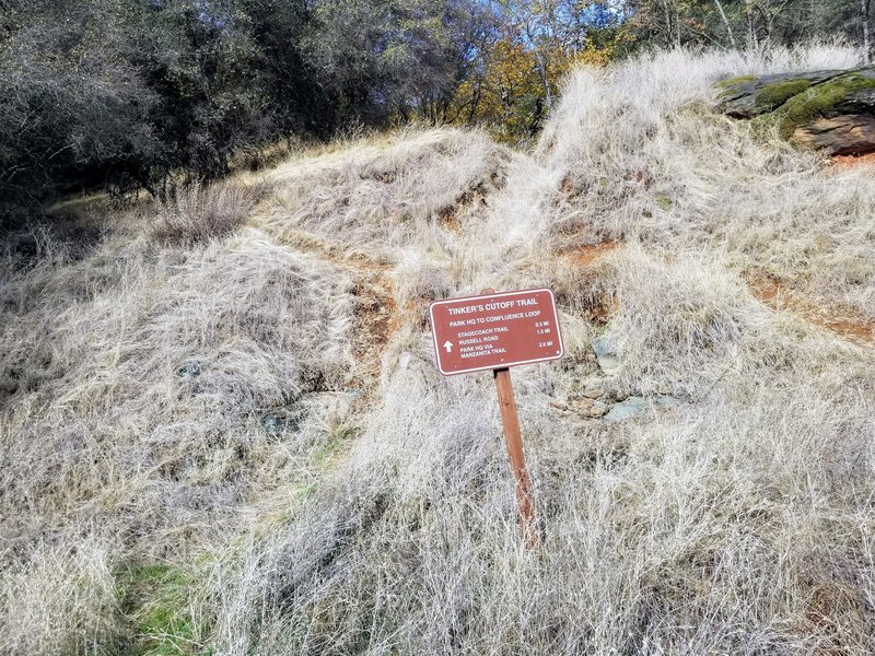 Tinker's Cutoff Trail sign