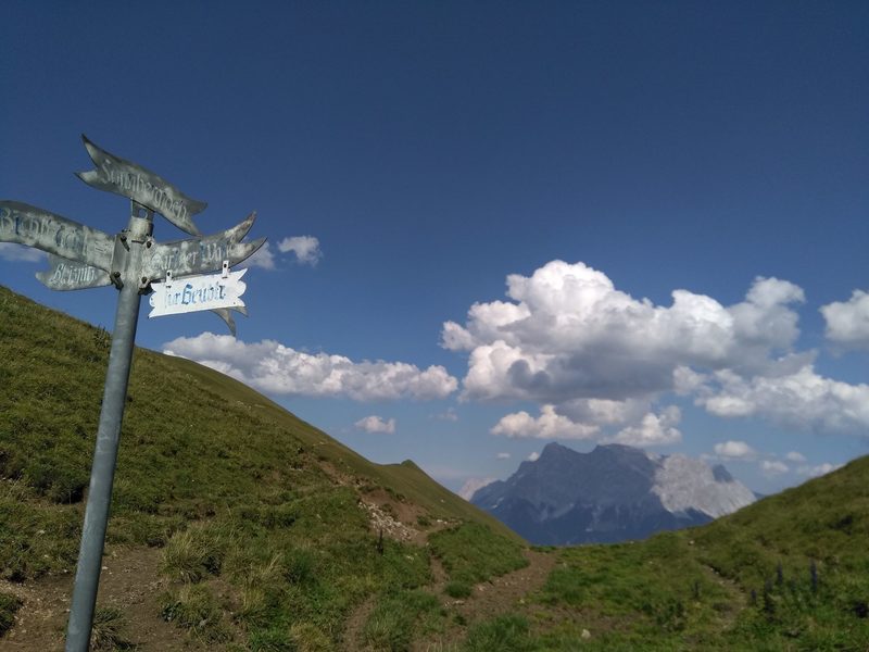 View to Zugspitse after descent of Gartnerwand