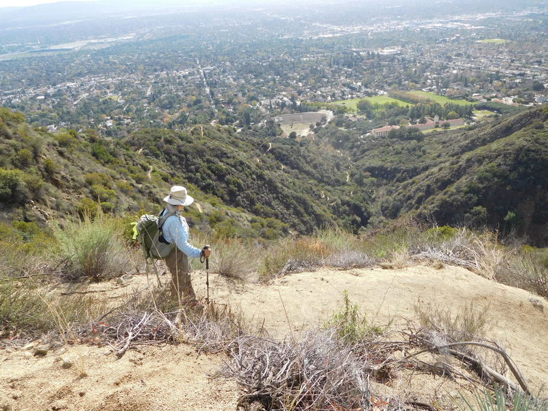 View of Bailey Canyon Trail as it climbs up from Sierra Madre.