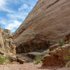 Intimidating walls made of Navajo Sandstone in the narrows of Grand Wash
