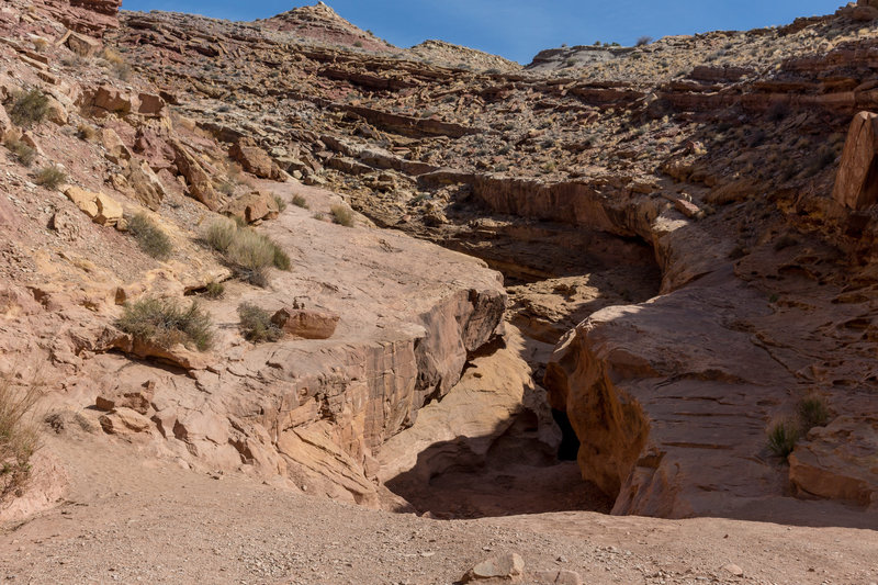 Mouth of Bell Canyon as you enter the San Rafael Reef. Follow the cairns and stay on the left rim.