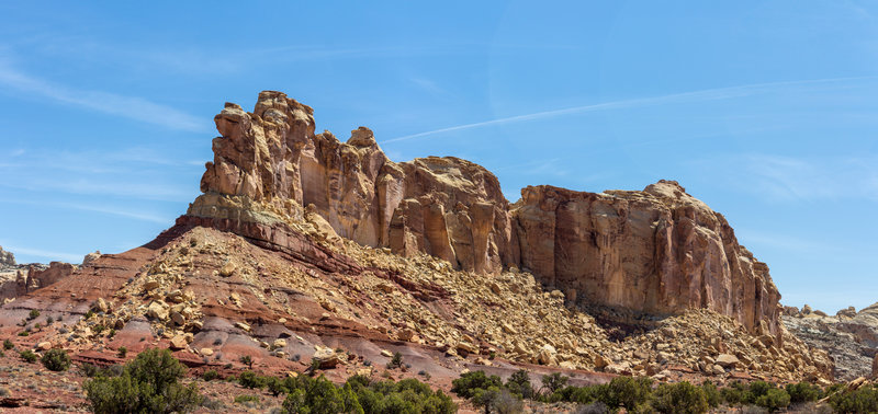 Stay right when you approach this rock formation to get to Little Wild Horse Canyon