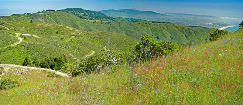 Scarper Peak from below South Peak. Scarper Road runs downhill in the ...