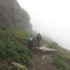 Hiking back, in a cloud, from Hidden Lake in Glacier National Park. Visibility at times was 15 feet. Early September, 2016.