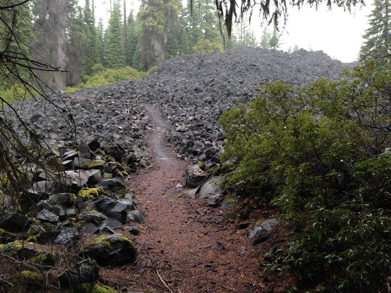 A lot of work created the trail through the lava on the west side of Brown Mountain