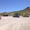 Spacious parking lot at the Spur Cross Ranch Trailhead.