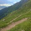 The trail traverses the E slope of Fiesch Alp back to the cable car