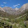View east following Woods Creek up to the John Muir Trail