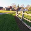 Near the entrance to the dog park and the iconic red barns at Knox