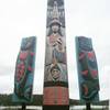 Coast Salish totem pole illustrating traditional reef net fishing, two Salmon storyboards and two cedar-strip canoes were dedicated by members of the Lummi Nation and the Saanich Nation at the August 25, 2016