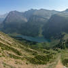 Panorama across Medicine Grizzly Lake from just below Triple Divide Pass.