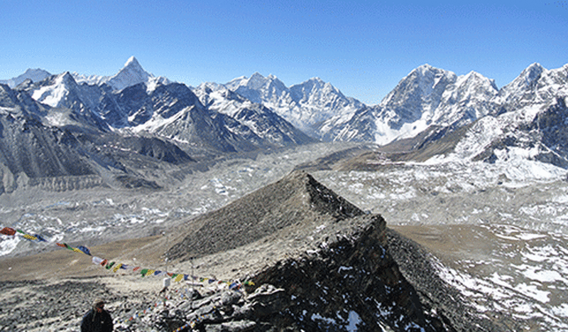 View from Kalapather View Point (5545 meters) during Everest base camp trek.