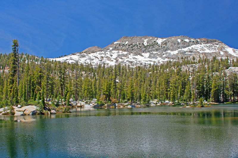 Flat Lake is an easy 1/4th mile walk from the Rainbow Lake Trail