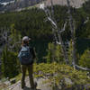 Looking down into lower Coffin Lake from a small ridge above the campsite at the end of the official trail