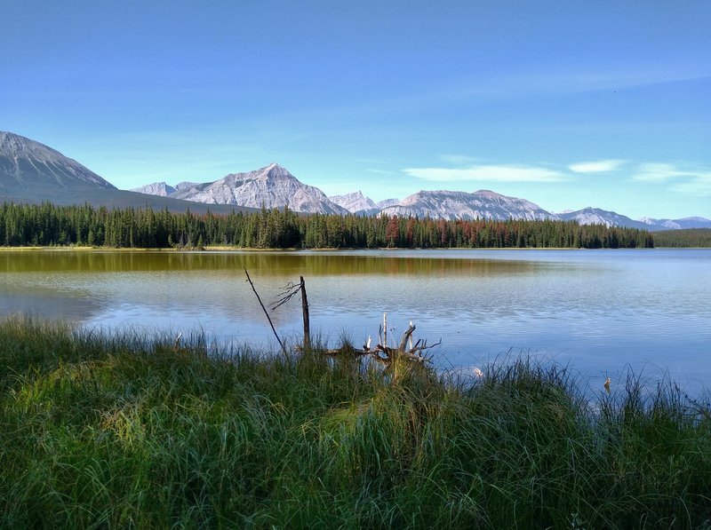 Princess Lake with mountains of the De Smet Range, to the west, in the ...