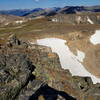 View of Flattop Mountain and Tyndall Glacier from the summit of Hallett Peak