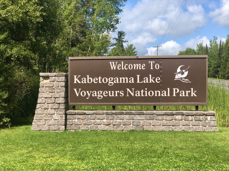 One of the entrance signs to Voyageurs National Park.