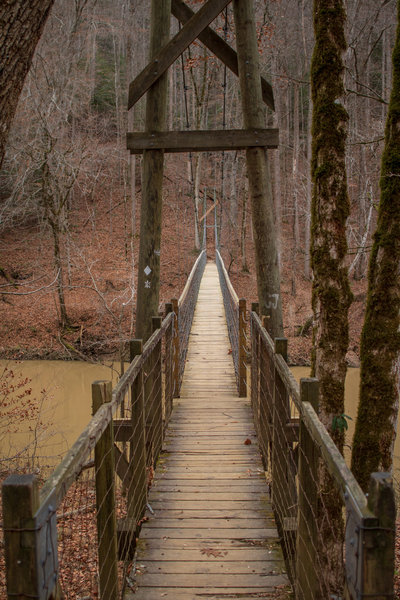 Suspension Bridge over the Red River along the Sheltowee Trace where it