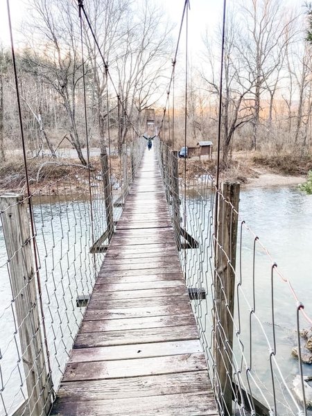 Swinging bridge at trailhead.