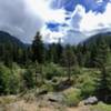 A panorama looking east along the Icicle Gorge Trail.