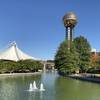 The Sunsphere shines over the amphitheater at World's Fair Park in Knoxville, Tennessee