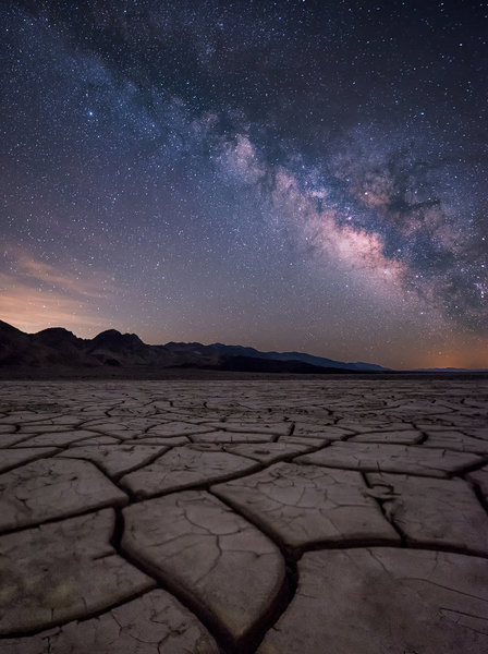 Milkyway Shinning At top of Mud Crack in Death Valley