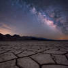 Milkyway Shinning At top of Mud Crack in Death Valley