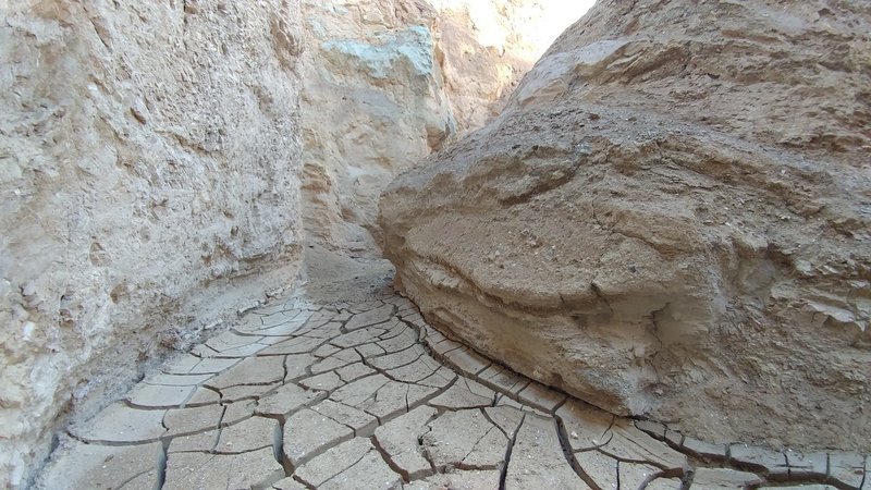Dried cracked mud floor of the canyon