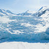 Aerial of Portage Glacier in winter.