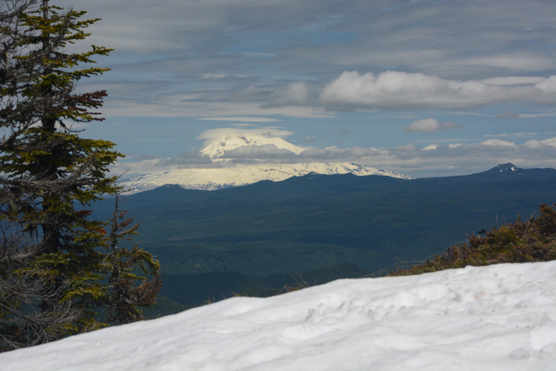 Mount Adams over some lingering snow on the summit
