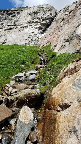 Glacial waterfall feeding Lake Angeline.