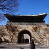 Seoul City Wall Walk at Changuimun gate, he route goes up the steps just out of shot on the right.