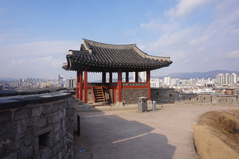Hwaseong Fortress Loop towards Northwestern Corner Pavilion.