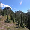 Mt. Yoran from trail approaching Divide Lake