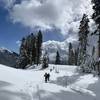 An amazing view from the trail to Forest Lake while snowshoeing on a winter day.