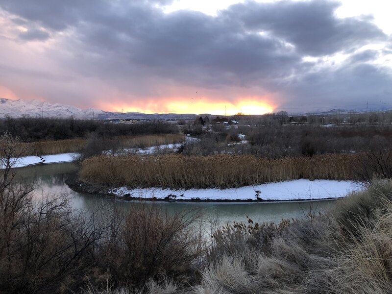 Winter sunset near Lehi on the Jordan River Trail.