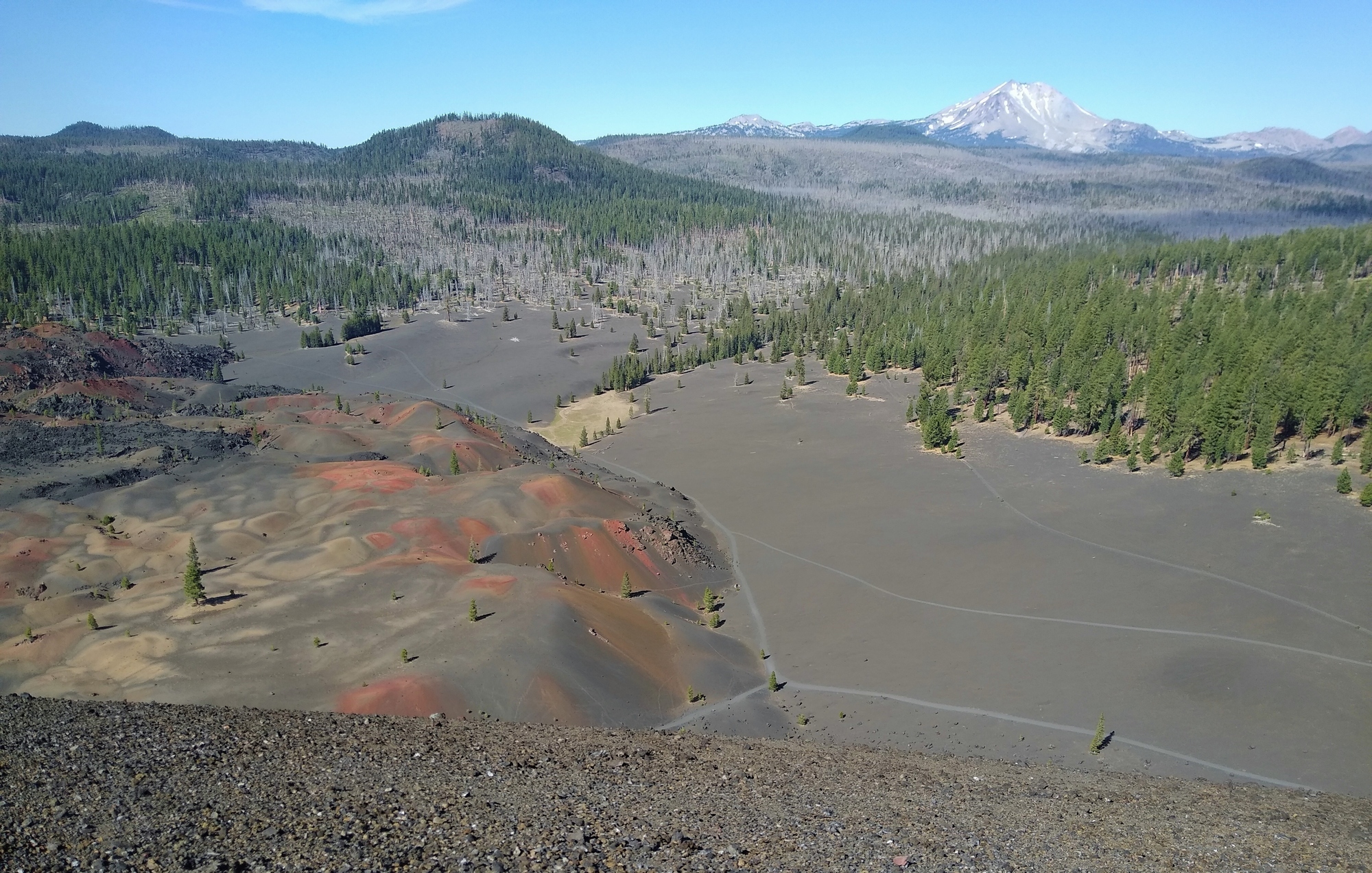 From the rim of Cinder Cone looking southwest: Lassen Peak (upper right ...