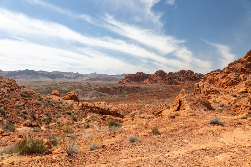 Coming over the ridge on the Old Arrowhead Road and looking into the heart of Valley of Fire State Park.