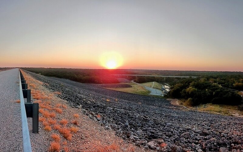 Sunrise across the dam