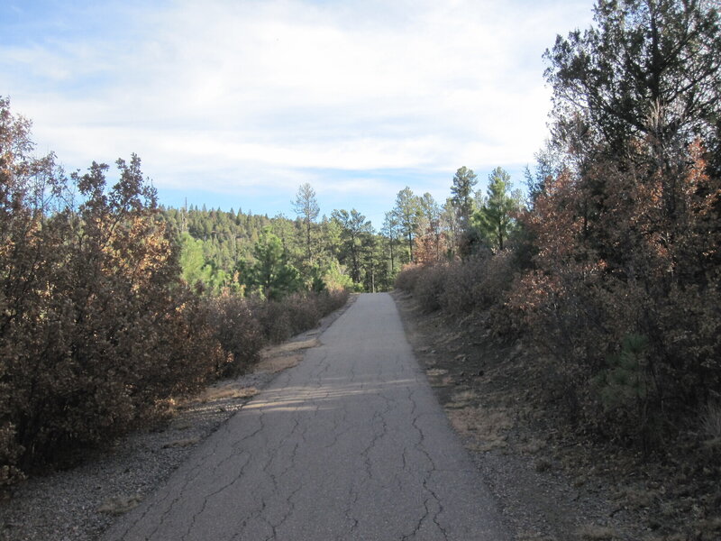 Carrizo Canyon Road bike trail, running alongside Tribal Hwy4 from the Inn of the Mountain Gods