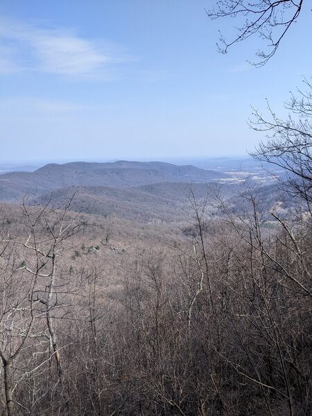 Looking eastward from the viewpoint on Keyser Run Road in March before leaves