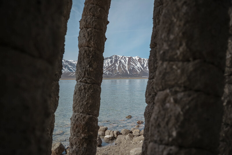 A view of the Eastern Sierra from within the columns.