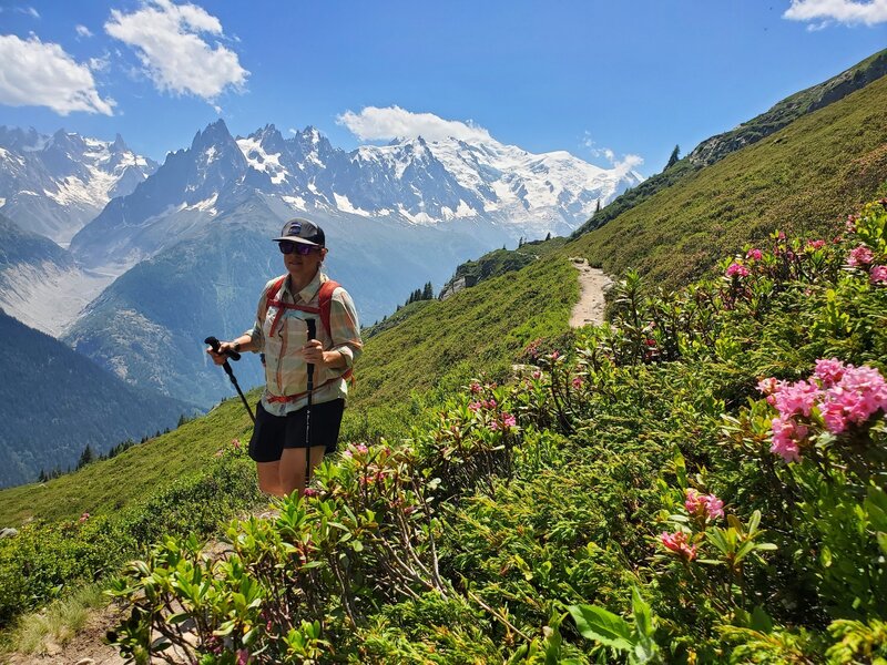 Mt Blanc with profusion of rhododendrons along the trail.