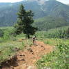 looking down near the top of heart attack hill hike-a-bike