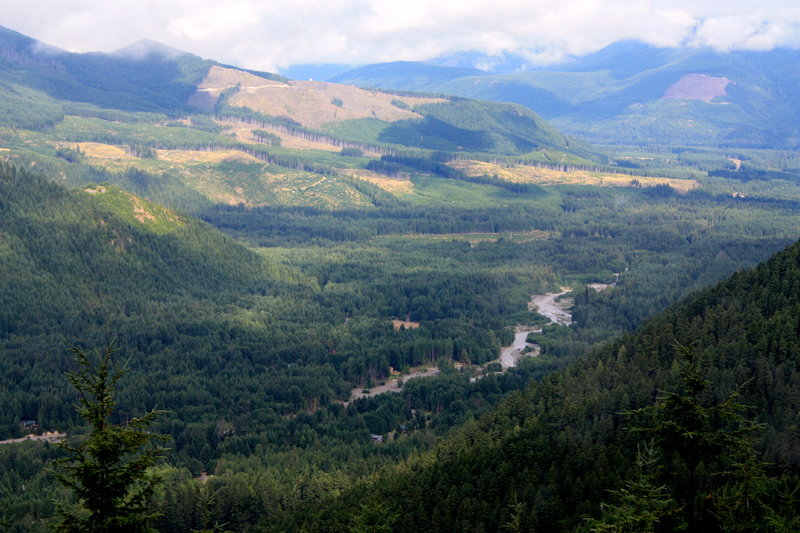 Scenic overlook of the White River Valley below.
