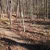 An almost textbook IMBA horseshoe shaped switchback along the singletrack reroute along the Lost Cemetery Road.
