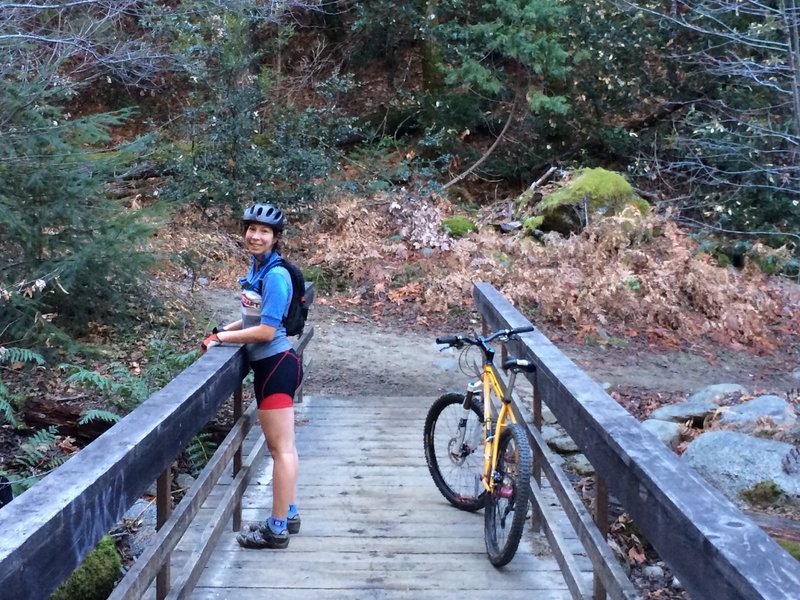 Creek crossing footbridge on Brandy Creek Falls Trail. Part of The Chimney ride. December, 2013